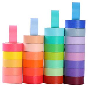 30 rolls washi masking tape set, 15mm wide colorful rainbow, decorative writable craft tape for diy scrapbook designs