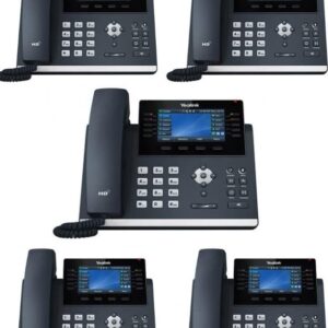 Yealink SIP-T46U IP Phone [5 Pack] 16 VoIP Accounts. 4.3-Inch Color Display. Dual USB 2.0, Dual-Port Gigabit Ethernet, 802.3af PoE, Power Adapter Not Included