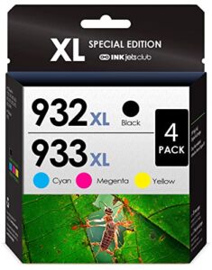 inkjetsclub compatible ink cartridge replacement for hp 933xl 932xl 933 932 xl for officejet 6600 6700 7610 7612 7510 7110 6100 printer(black cyan magenta yellow) 4 packs