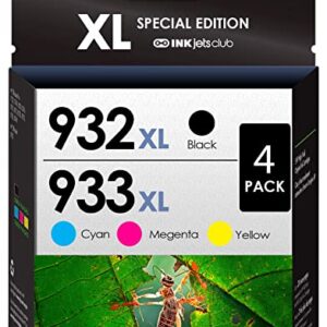 INKjetsclub Compatible Ink Cartridge Replacement for HP 933XL 932XL 933 932 XL for OfficeJet 6600 6700 7610 7612 7510 7110 6100 Printer(Black Cyan Magenta Yellow) 4 Packs