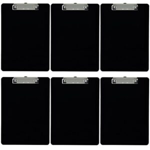 trade quest plastic clipboard opaque color letter size low profile clip (pack of 6) (black)