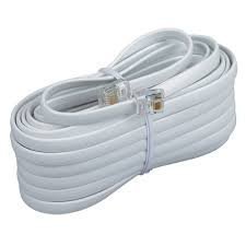 Bistras 25 Ft 4C Telephone Extension Cord Cable Line Wire, for Any Phone, Modem, Fax Machine, Answering Machine, Caller ID, White