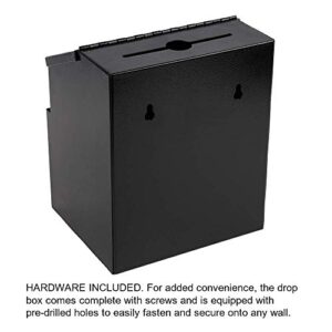 KYODOLED Metal Suggestion Box with Lock Wall Mounted Ballot Box Donation Box Key Drop Box with 50 Free Suggestion Cards 8.5H x 5.9W x 7.3L Inch Black