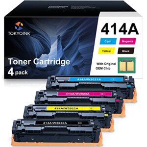 414a 414x toner cartridges (with oem chip) compatible replacement for hp 414a w2020a 414x w2020x work with color laserjet pro mfp m479fdw m479fdn m454dw m454dn printer
