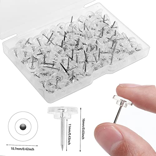 KOWVOWZ Clear Thumb Tacks for Wall Hangings Plastic Clear Push Pins 150 Count for Cork Board Flat Head Thumb Tacks for Bulletin Board Posters Photos Postcards Maps Office Home Decorative(150), XBH