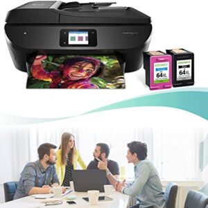 GREENBOX Remanufactured High-Yield 64 Ink Cartridge Replacement for HP 64XL for HP Envy Photo 7155 7855 6255 7120 6252 6220 6230 6258 7158 7130 7132 7164 7858 7800 6222 Printer (1 Black 1 Tri-Color)