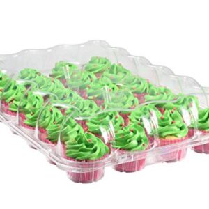 Katgely Cupcake Containers 24 Count (pack of 6), Clear Plastic Cupcake Carriers for 24 Cupcakes, Deep Dome, Stackable, Disposable & BPA-Free