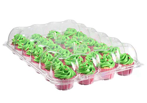 Katgely Cupcake Containers 24 Count (pack of 6), Clear Plastic Cupcake Carriers for 24 Cupcakes, Deep Dome, Stackable, Disposable & BPA-Free