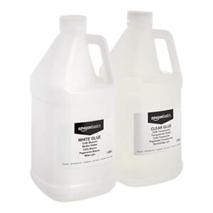 amazon basics 1/2 gallon clear glue and 1/2 gallon white glue, 2-pack combo – glue for perfect slime