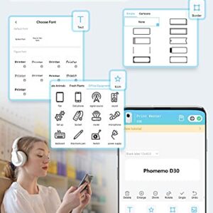 Phomemo Label Maker D30 with 3 Adhesive Label Thermal Paper Bluetooth Label Maker Thermal Label Printer Paper, Easy to Use,for Home Office School Organization,Gift for Women Men- White