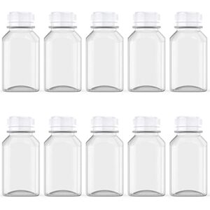 10 pcs 5 ounce juice bottles plastic milk bottles bulk beverage containers with tamper evident caps lids white for milk, juice, drinks and other beverage containers