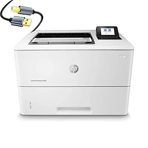 HP Laserjet Enterprise M507n Single-Function Wired Monochrome Laser Printer - Black/White Print Only - 2.7" LCD, 45 ppm, 1200 x 1200 dpi, Manual Duplex Printing, USB and Ethernet, Cbmou Printer Cable