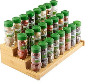 bellemain 3-tier spice rack | bamboo spice rack organizer for cabinet, spice shelf riser, seasoning organizer | can rack, canned food organizer for pantry | medicine storage, cupboard organizer
