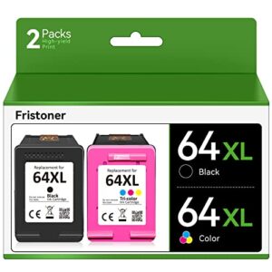 64xl ink cartridges combo pack replacement for hp 64 xl ink remanufactured for hp envy photo 7858 7855 7155 6255 6252 7120 6232 7158 7164 7950e tango x smart series printer(1 black, 1 tri-color)