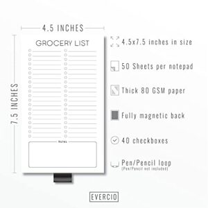 Evercio Grocery List Magnetic Notepad for Refrigerator | For Shopping Lists Fun Memo Note Pad for Fridge | Funny Office Gift for Coworkers | 4.5x7.5 Inches, 50 Sheets