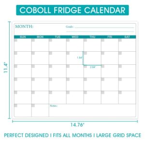 Magnetic Dry Erase Fridge Calendar - Magnetic Calendar for Refrigerator Planner, Fridge Magnetic Calendar with Six Markers, Kitchen Fridge Calendar White Board in Monthly & Weekly Set, 11.4" x 14.76"