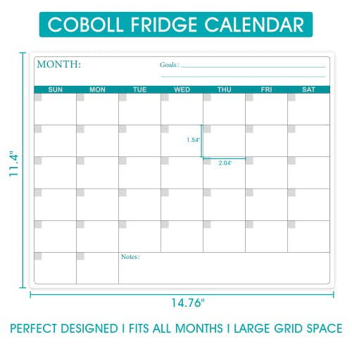 Magnetic Dry Erase Fridge Calendar - Magnetic Calendar for Refrigerator Planner, Fridge Magnetic Calendar with Six Markers, Kitchen Fridge Calendar White Board in Monthly & Weekly Set, 11.4" x 14.76"