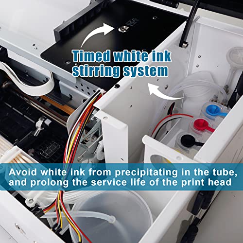 A3 Continuous DTF Printer & Powder Shaker Dryer White Ink Stirring System L1800 for Fabrics, Leather, Toys, Swimwear, Handicrafts, T Shirt, Other(6X 100ml Ink+1roll Film+Powder)