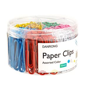 danrong jumbo paper clips,265 pcs (2 inch) large paperclips colorful clips for paperwork ideal for home, school and office use colored