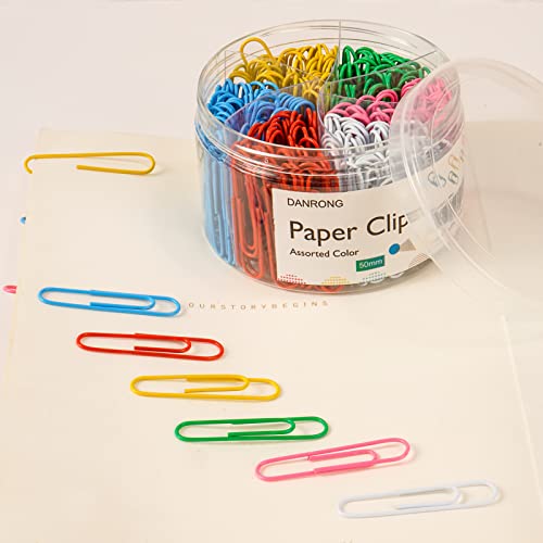 DANRONG Jumbo Paper Clips,265 PCS (2 Inch) Large Paperclips Colorful Clips for Paperwork Ideal for Home, School and Office Use Colored