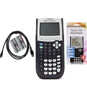 texas instruments ti 84 plus graphing calculator with guerrilla military grade screen protector set, certified reconditioned