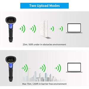 Wireless 1D 2D Barcode Scanner with Stand, NetumScan Portable Automatic QR Code Scanner Supports Screen Scan Handheld CMOS Image Bar Code Reader with USB Receiver for Warehouse POS and Computer