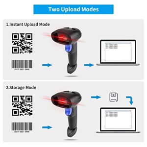 Wireless 1D 2D Barcode Scanner with Stand, NetumScan Portable Automatic QR Code Scanner Supports Screen Scan Handheld CMOS Image Bar Code Reader with USB Receiver for Warehouse POS and Computer