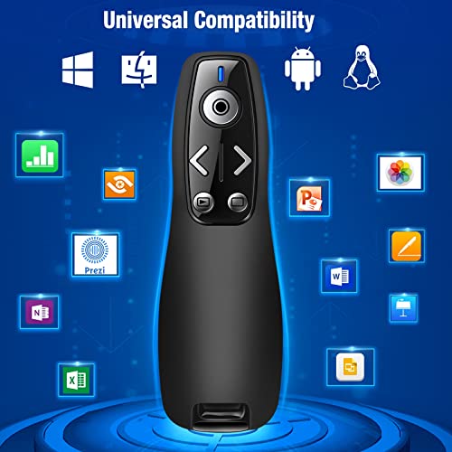 2-in-1 USB Type C Presentation Clicker Wireless Presenter Remote for PowerPoint, Powerpoint Clicker with Hyperlink & Volume Control PowerPoint Slide Advancer for Mac, Computer, Laptop