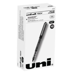 uni-ball 60106 uni-ball vision rollerball pens, micro point (0.5mm), black, 12 count