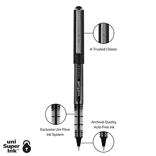 Uni-Ball 60106 uni-ball Vision Rollerball Pens, Micro Point (0.5mm), Black, 12 Count