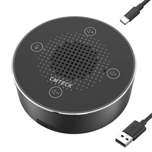 cmteck usb conference microphone, computer desktop speakerphone with mute function for streaming, 360°omnidirectional voice pickup, led indicator, voip calls, skype, interviews, chatting