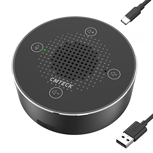 CMTECK USB Conference Microphone, Computer Desktop Speakerphone with Mute Function for Streaming, 360°Omnidirectional Voice Pickup, LED Indicator, VoIP Calls, Skype, Interviews, Chatting