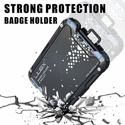 LIUGX Carbon Fiber Card Holder /Badge Holder / Portable Wallet with Metal Clip -Rugged ID Credit Card Holder (Holds 1 to 4 Cards) for Office Police Worker Outdoor