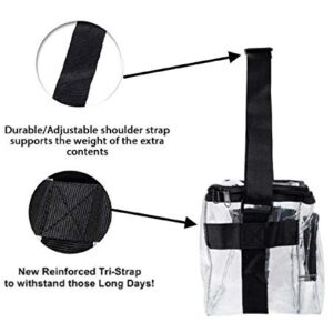 Large Clear Lunch Bags For Work See Through Plastic Lunch Box with Adjustable Strap and Front Storage Compartment Transparent Lunch Bags For Men and Women