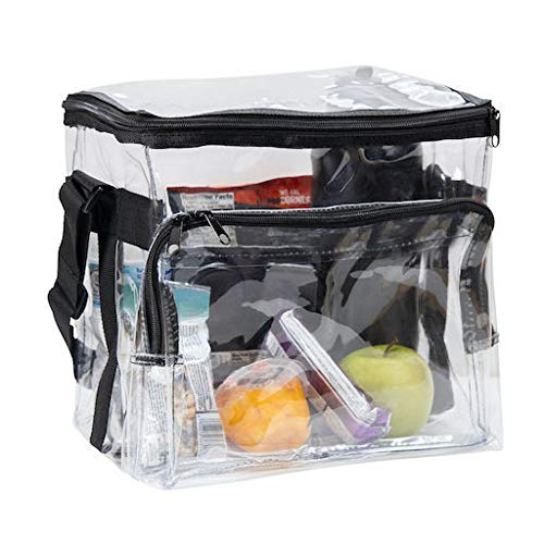 Large Clear Lunch Bags For Work See Through Plastic Lunch Box with Adjustable Strap and Front Storage Compartment Transparent Lunch Bags For Men and Women