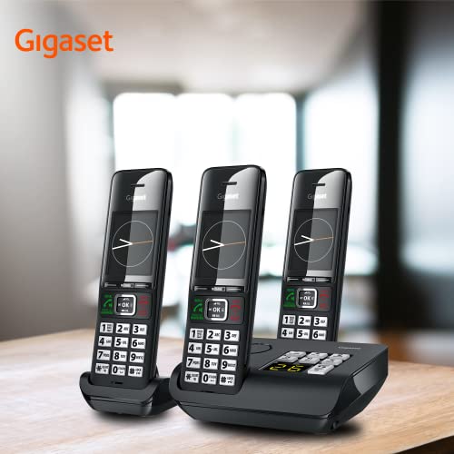 Gigaset Comfort 552A Trio - 3 Cordless Phones - Answering Machine - Made in Germany - Elegant Design - Hands-Free Mode - Comfort Call Protection - Big Phone Book, Titanium-Black