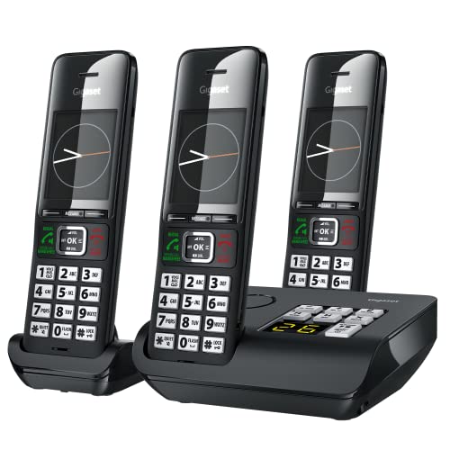 Gigaset Comfort 552A Trio - 3 Cordless Phones - Answering Machine - Made in Germany - Elegant Design - Hands-Free Mode - Comfort Call Protection - Big Phone Book, Titanium-Black