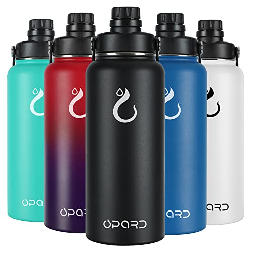 Opard Insulated Stainless Steel Water Bottle, 32oz Reusable Metal Water Bottles with Straw and Spout, One Lid Dual-Use