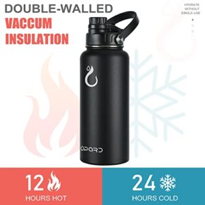 Opard Insulated Stainless Steel Water Bottle, 32oz Reusable Metal Water Bottles with Straw and Spout, One Lid Dual-Use