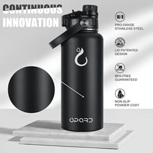 Opard Insulated Stainless Steel Water Bottle, 32oz Reusable Metal Water Bottles with Straw and Spout, One Lid Dual-Use