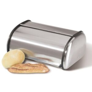 oggi stainless steel roll top bread box, silver, 17.50 inch by 7.50 inch by 11.50 inch