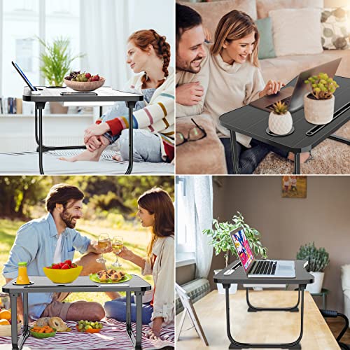 Fayquaze Laptop Bed Desk, Portable Foldable Laptop Bed Table with USB Charge Port Storage Drawer and Cup Holder,Lap Desk Laptop Stand Tray Table Serving Tray for Eating, Reading and Working