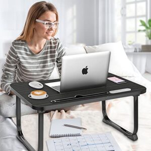 Fayquaze Laptop Bed Desk, Portable Foldable Laptop Bed Table with USB Charge Port Storage Drawer and Cup Holder,Lap Desk Laptop Stand Tray Table Serving Tray for Eating, Reading and Working