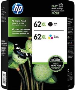 hp 62xl black and tri-color ink cartridges, combo pack