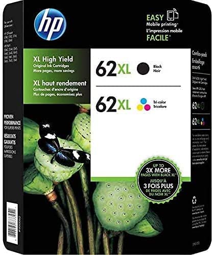 HP 62XL Black and Tri-Color Ink Cartridges, Combo Pack