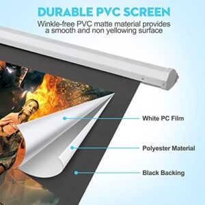 Motorized Projector Screen - DINAH 16:9 4K 3D HD 100 inch Electric Projector Screen Pull Down with Wireless Remote Contror (100in)