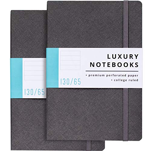 Papercode Lined Journal Notebooks (2 Pack) - Luxury Journals for Writing w/ 130 Pages, Soft Cover - Executive Notebooks for Work, Travel, College - Gray