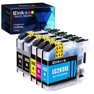 e-z ink(tm) compatible ink cartridge replacement for brother lc203xl lc203 xl to use with mfc-j480dw mfc-j880dw mfc-j4420dw mfc-j680dw mfc-j885dw (2 black, 1 cyan, 1 magenta, 1 yellow, 5 pack)
