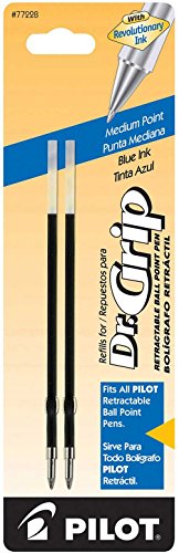 PILOT Dr. Grip Ballpoint Ink Refills for Retractable Pens, Medium Point, Blue Ink, 2-Pack (77228)