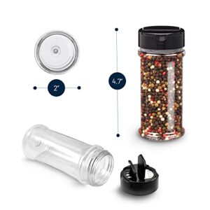 RoyalHouse 6 Pack 5.5 Oz Plastic Spice Jars with Black Cap, Clear and Safe Plastic Bottle Containers with Shaker Lids for Storing Spice, Herbs and Seasoning Powders, BPA Free, Made in USA